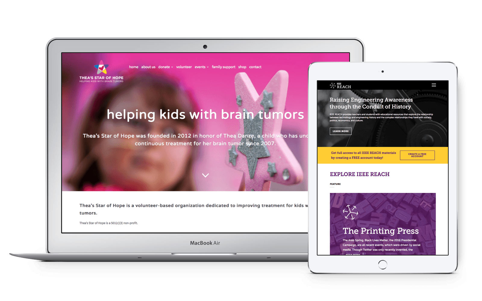 Steph is proud to have worked on the Thea's Star of Hope and IEEE REACH websites.