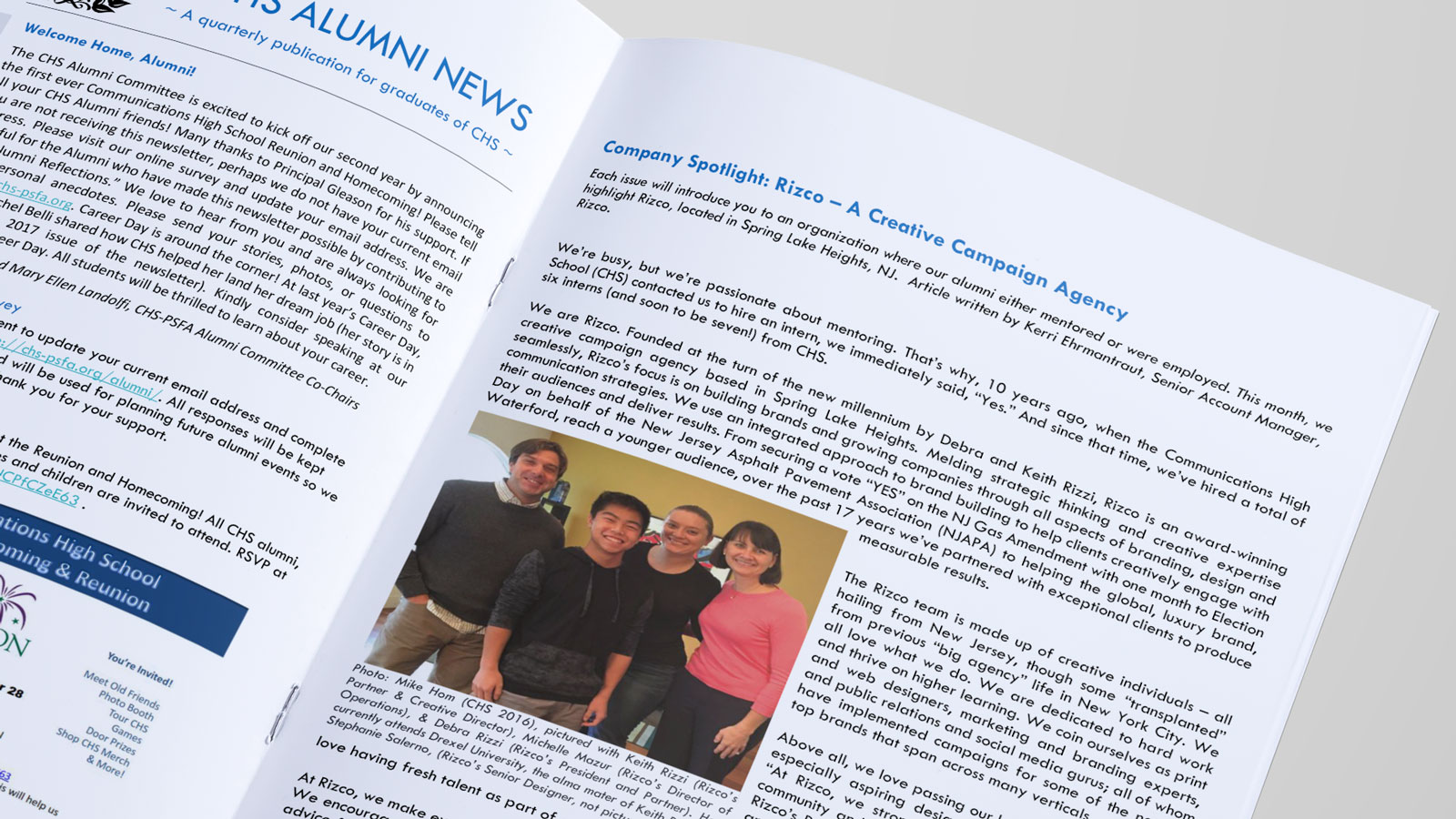 Rizco Spotlighted in Communications High School Alumni Magazine - In The Loop | RIZCO